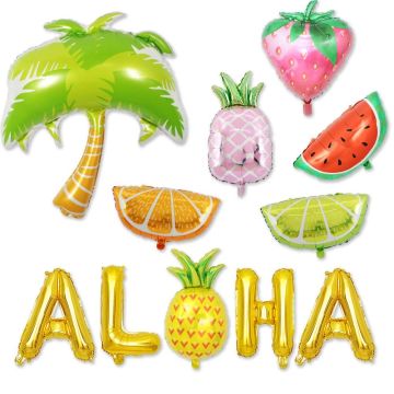 Foil Balloons Set Hawaiian Theme 14 Pieces