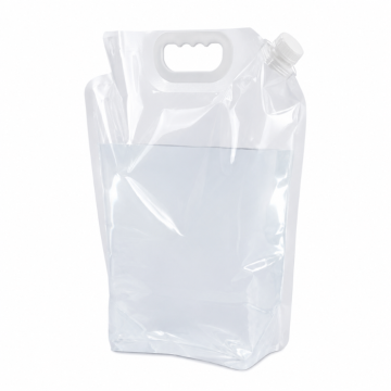 Foldable water bag 5 litre transparent
