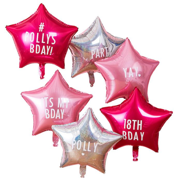 Pink star foil balloons design your own 6x - 45cm