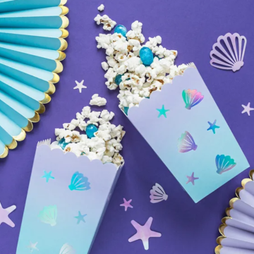 Ocean-themed popcorn cups 6x - 7x7x12.5 cm