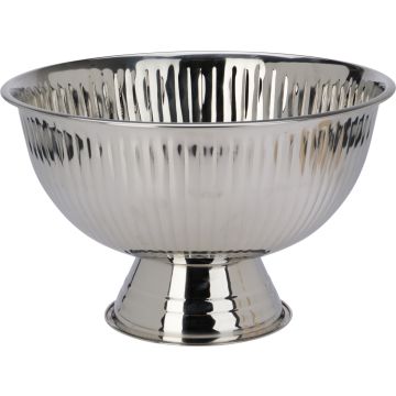 Handcrafted Footed Bowl with Hammered Lines Ø 39.5 cm
