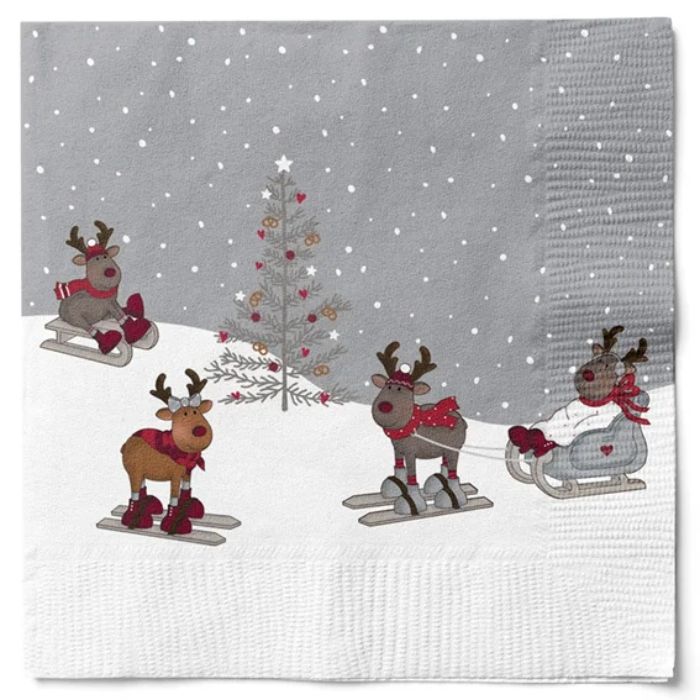 Christmas Napkins with Reindeer 20x Det Gamle Apotek - 33x33 cm