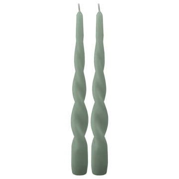 Twisted dinner candles antique green 2x - 24 cm
