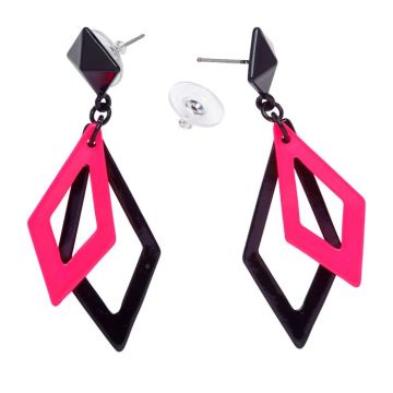 Neon 80s earrings pink in diamond shape