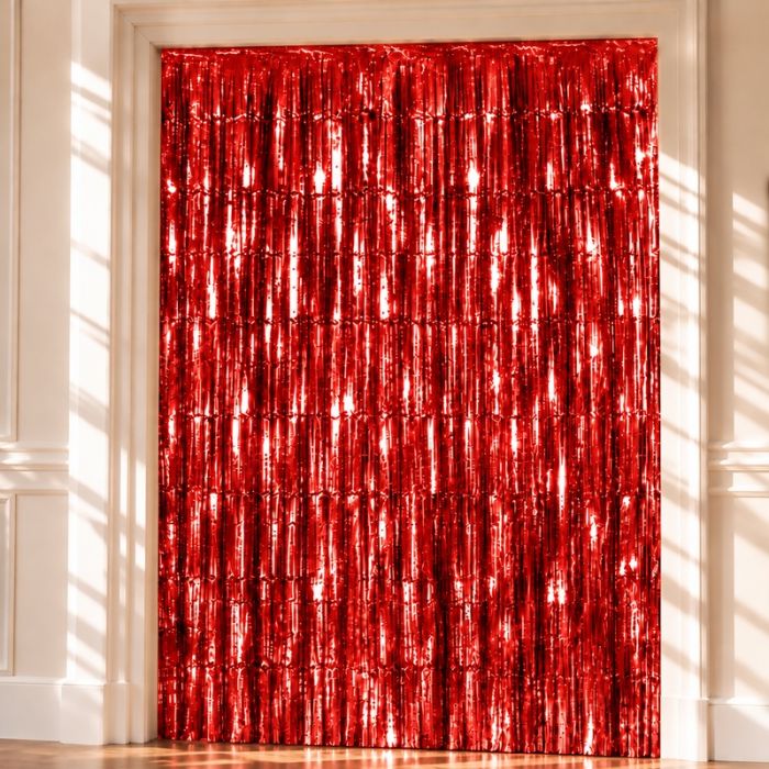 Red Glitter Curtain - 100 x 240 cm