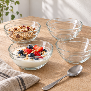 Clear Glass Bowls, Set of 4, 275 ml