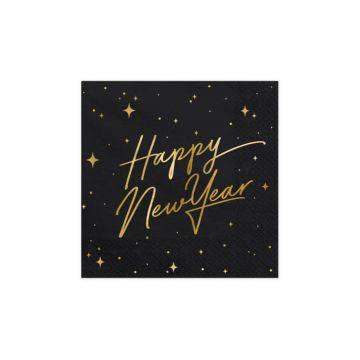 New Year's napkins happy new year black 20x - 33x33 cm