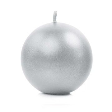 Round Metallic Silver Candles 10x - 6 cm