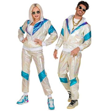 Retro Holographic Training Suit White - 2 Pieces