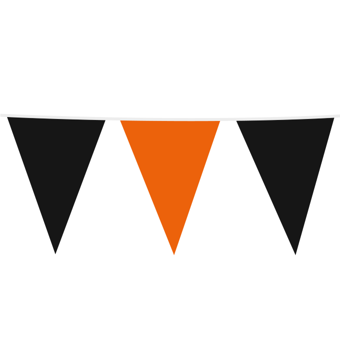 Black and orange Halloween flag garland with large flags - 10 m