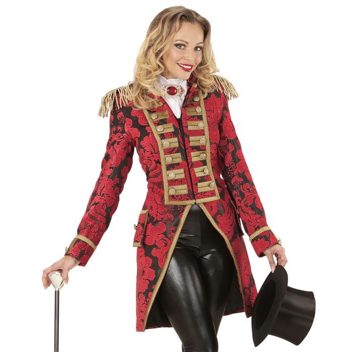 Red Jacquard Parade Coat for Women