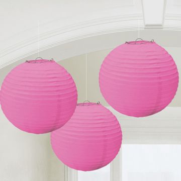 Pink Paper Lanterns 3x - 20 cm