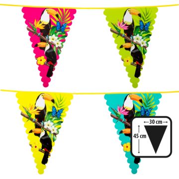 Multicoloured tropical toucan pennant garland - 6 m