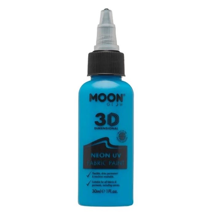 Neon UV Fabric Paint Blue 30 ml Moon Creations