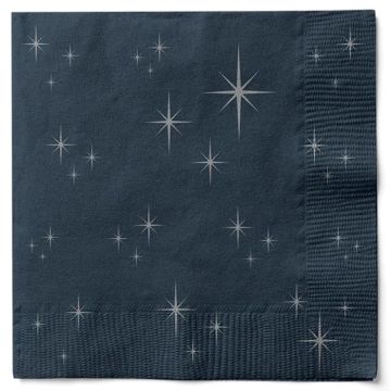 Blue napkins with silver stars 20x Det Gamle Apotek - 33x33 cm