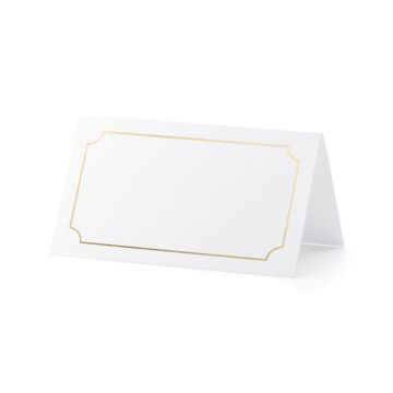 White place cards with gold frame 10x - 9.5x5.5 cm