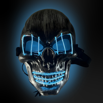 Creepy Halloween LED mask - Skull with blue eyes and mouth