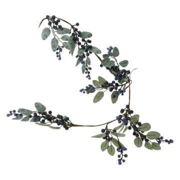 Artificial leaf garland with berries - 150 cm