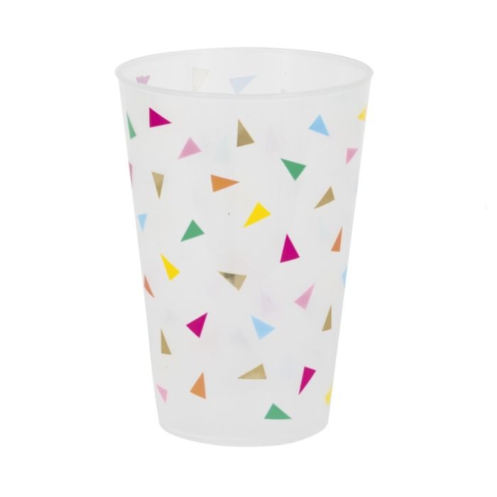 Reusable plastic cup with triangular flags 475ml 6x