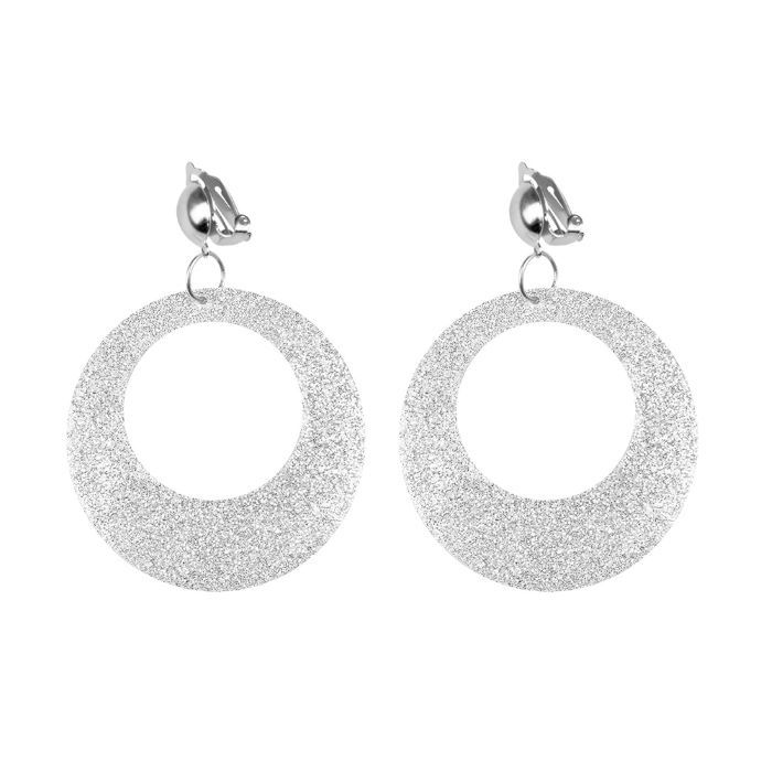 Silver glitter disco earrings - onesize