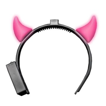 Illuminated Devil Horns with Batteries Pink