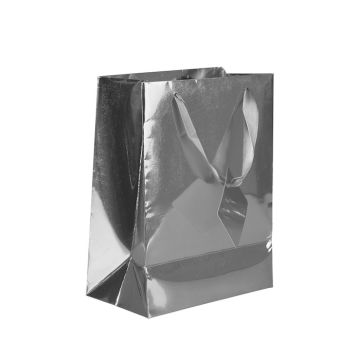 Gift bag with handle in silver foil 23x17.5 cm