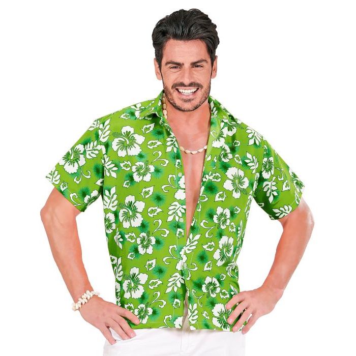 Green Hawaii shirt with white flowers