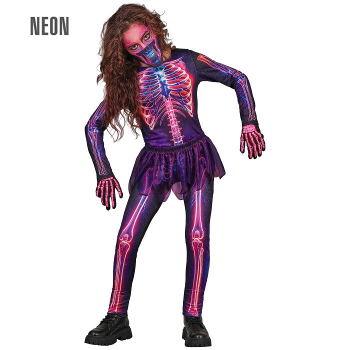 Neon skeleton costume for girls