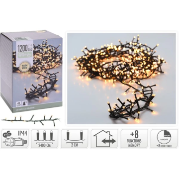 LED light chain cluster 1200 LED Warm white 24 m