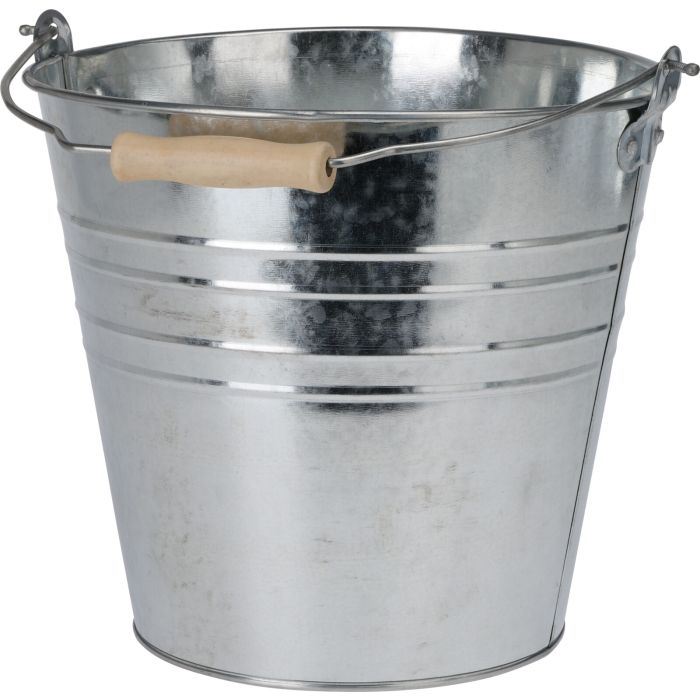 Galvanised Iron Bucket with Wooden Handle 10 Litres