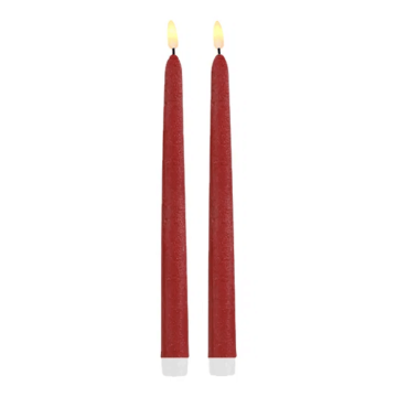 LED taper candles 2x dark red - 2x25 cm