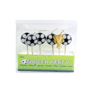 Football birthday candles 6x - 6x1.5 cm