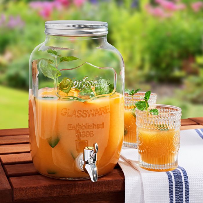 Deluxe Glass Dispenser with Metal Tap 8 Litres