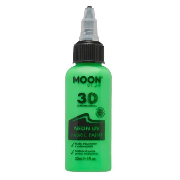 Neon UV Fabric Paint Green 30 ml Moon Creations