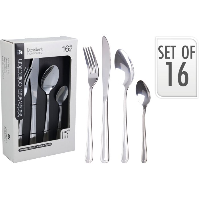 16-piece stainless steel cutlery set with engraved handle