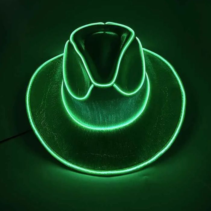 Fun cowboy rave hat with LED Green