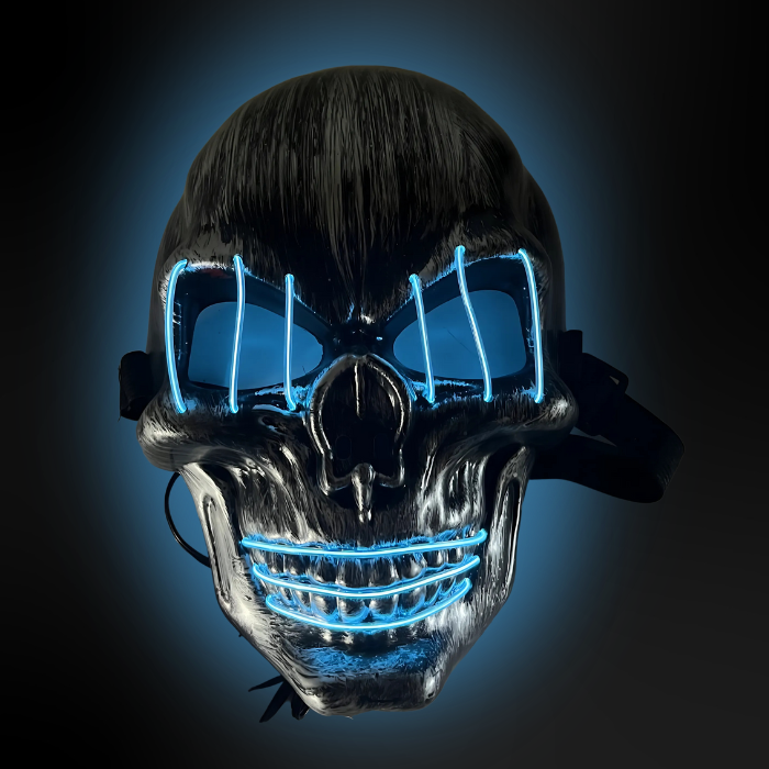 Creepy Halloween LED mask - Skull with blue eyes and mouth