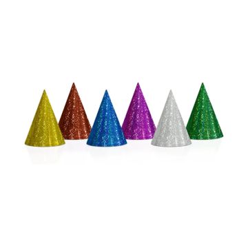 Holographic party hats mix 20x - 16 cm