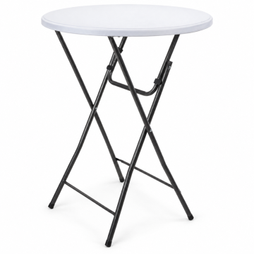 Round high table in white Ø 80 cm with black metal frame