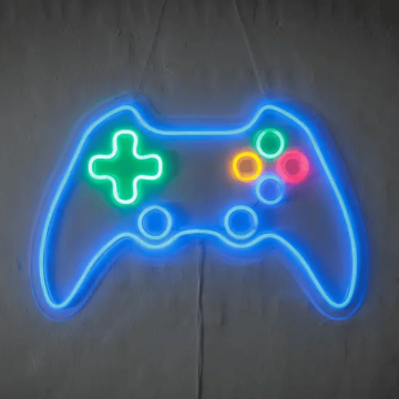 Gamer blue controller neon LED sign - 40x60 cm