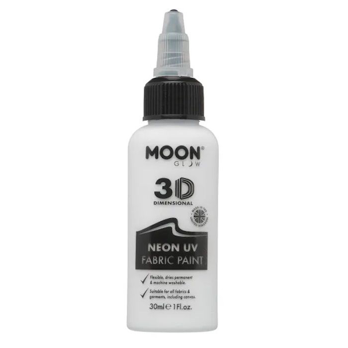 Neon UV Fabric Paint White 30 ml Moon Creations