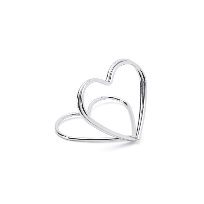 Silver heart place card holders 10 pcs. - 2.5 cm