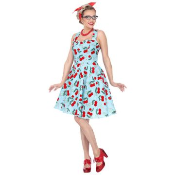 Blue 50s dress costume with cherries