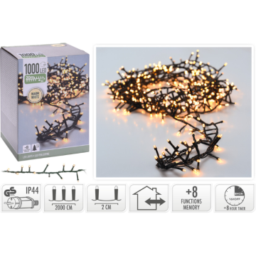 LED cluster lights 1000 warm white - 20 metres