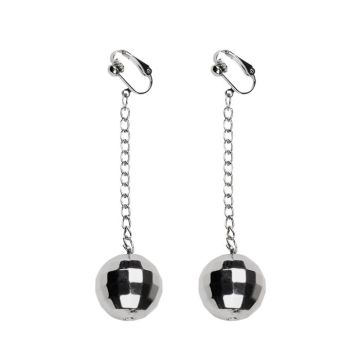 Silver Disco Ball Earrings
