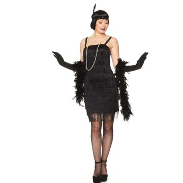 Retro 1920s black flapper costume for women