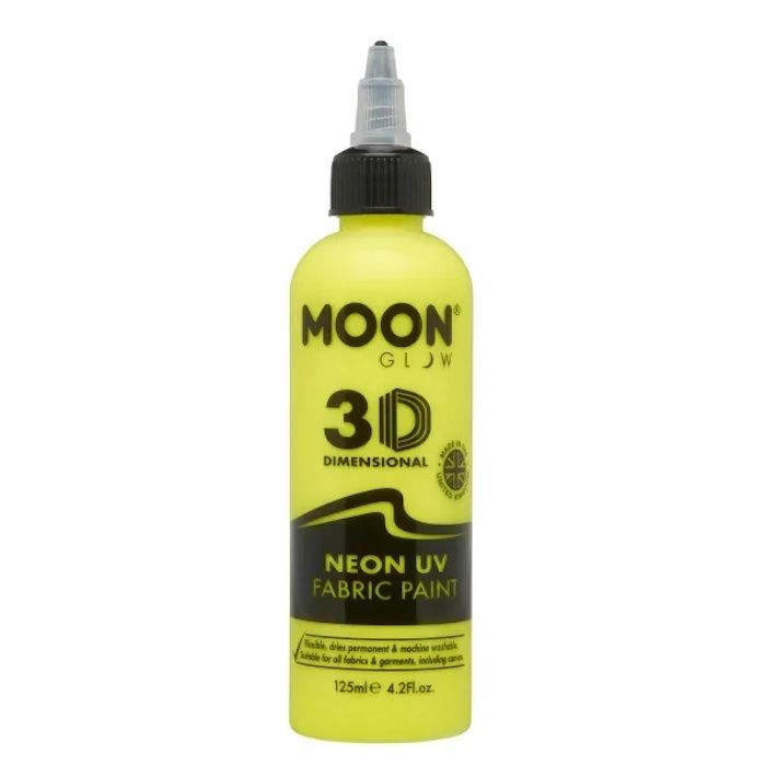 Neon UV Fabric Paint Yellow 125 ml Moon Creations