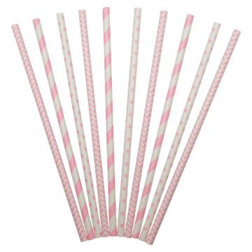 Paper straws pink mix 24x