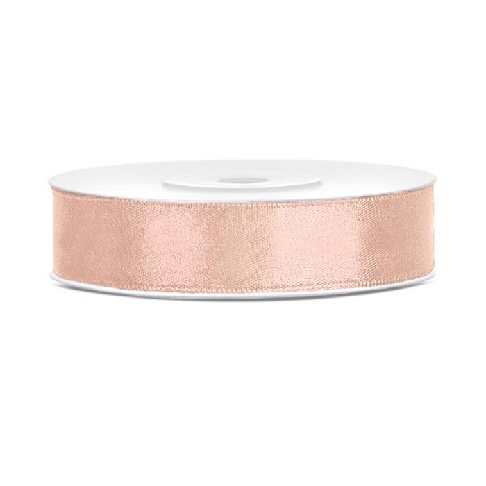Light peach coloured satin ribbon - 12 mm x 25 m