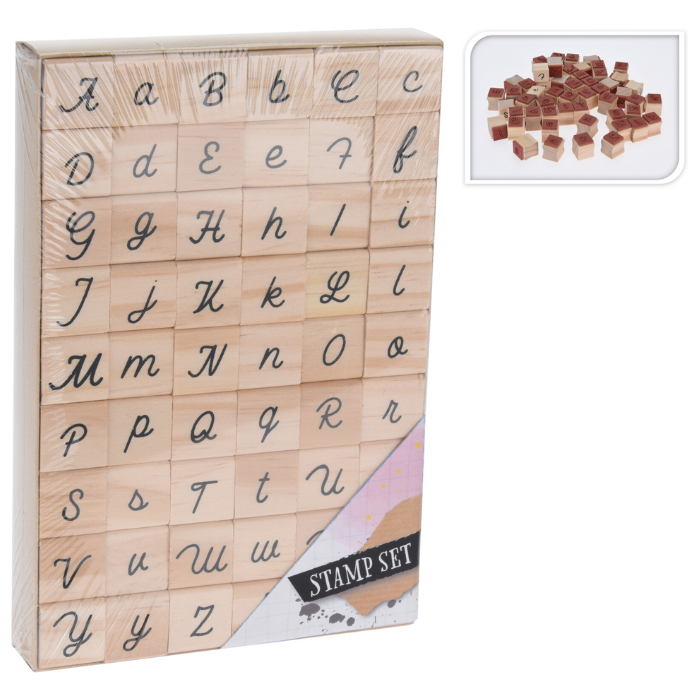 Letter stamp set with 54 pieces